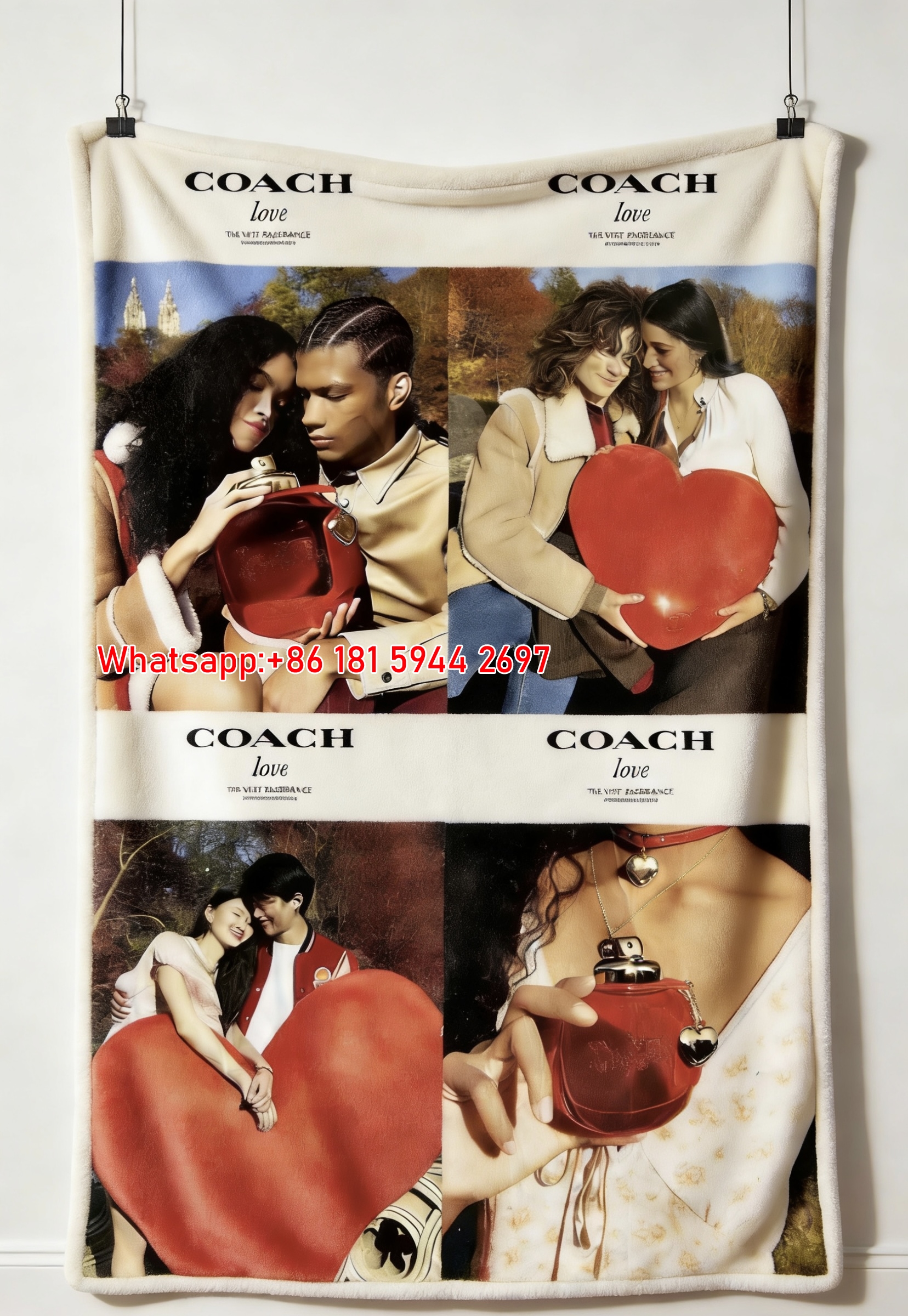 Coach Love Fragrance Vintage Poster Flannel Throw Blanket for Couch & Wall Decor C094